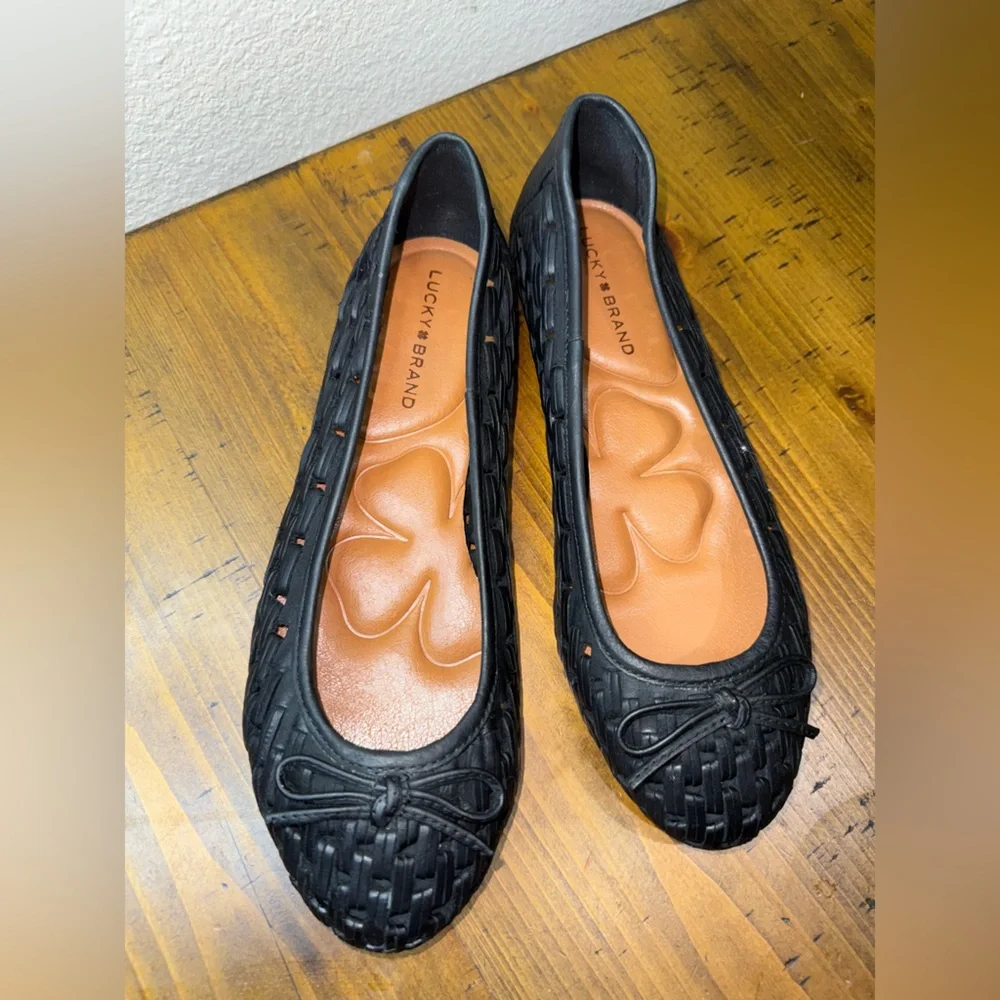 Lucky Brand Woven Leather Ballet Flats Boho Chic‎ Soft Girl Minimalist- 7.5